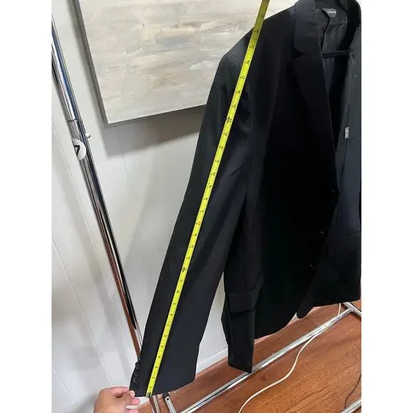 Mens Lineage Black Striped Suit Size 56L NEW
